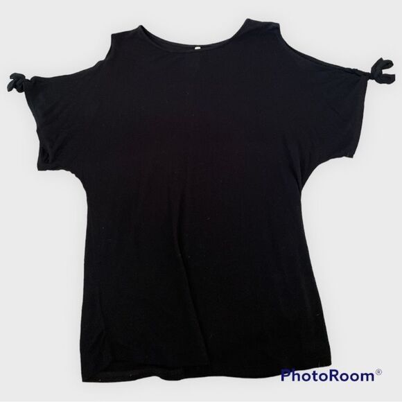 ⚡️ Active USA Black Cold Shoulder Top Blouse ~ Size S ⚡️ - Picture 1 of 5